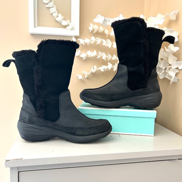 Columbia Mid-Calf Black Suede Delancey Boots Water Resistant Womens Size 7 - Picture 3 of 14